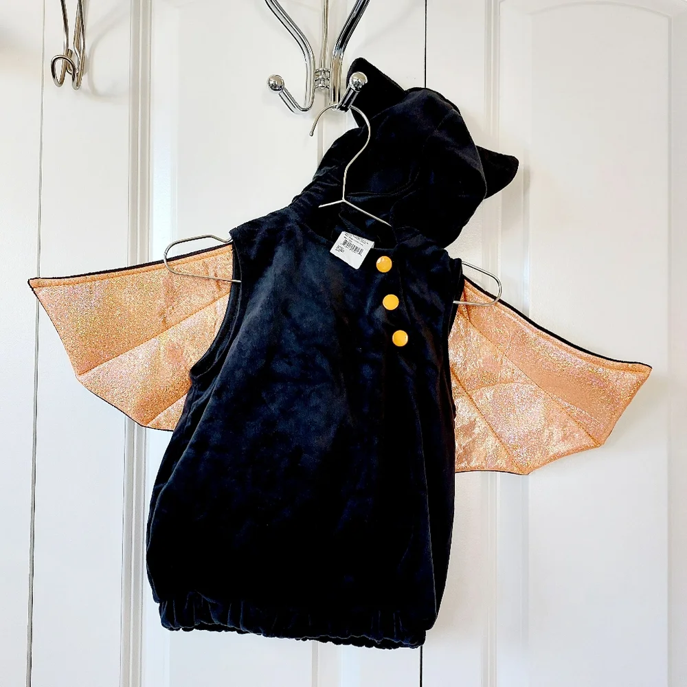 Black Bat Costume with Orange Metallic Wings size‎ 0-6 months Infant Halloween